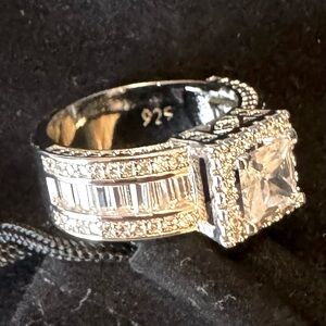 NEW Triple Band Wedding Ring Set Faux Diamond Engagement S925 CZ Size 8